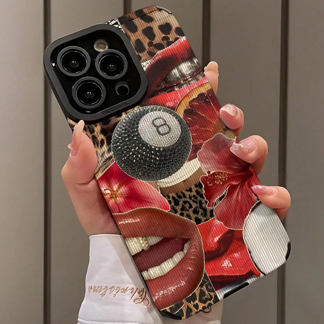 Lip pattern phone case for iPhone 16 Pro Max to X/XS.