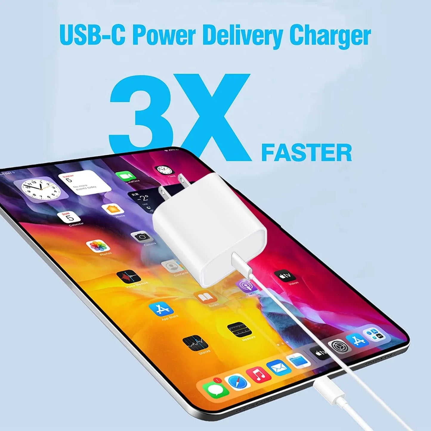 Fast Charging Wall Charger with 6FT USB C to C Cable for iPhone15/iPhone16/ iPad