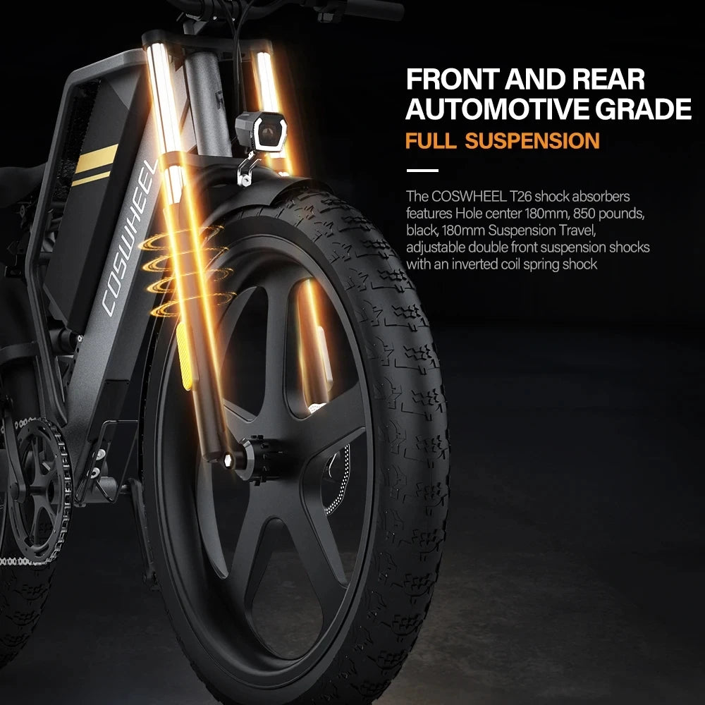COSWHEEL T26 Electric Bike 1000W Motor 48V 25Ah Battery 26 Inch Fat Tire Mountain E-Bike with Hydraulic Brakes