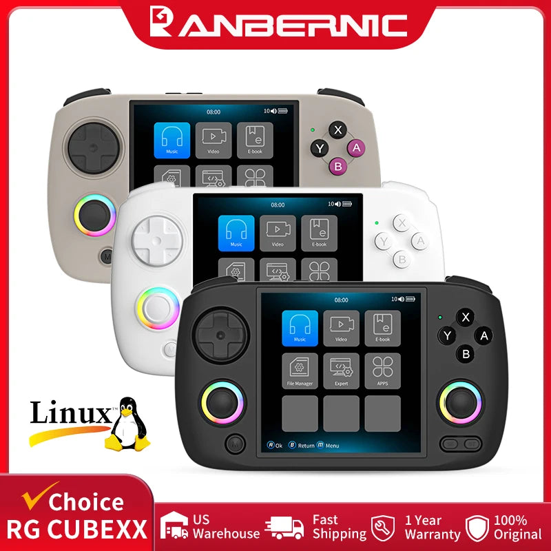ANBERNIC RG Cubexx Handheld Game Console with 3.95 Inch IPS Screen 64 Bit Linux System 5G WiFi and Bluetooth