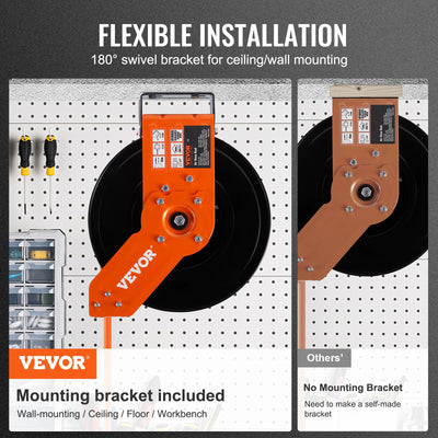 VEVOR Retractable Air Hose Reel 50FT Hybrid Air Compressor Hose Wall Mount Heavy Duty