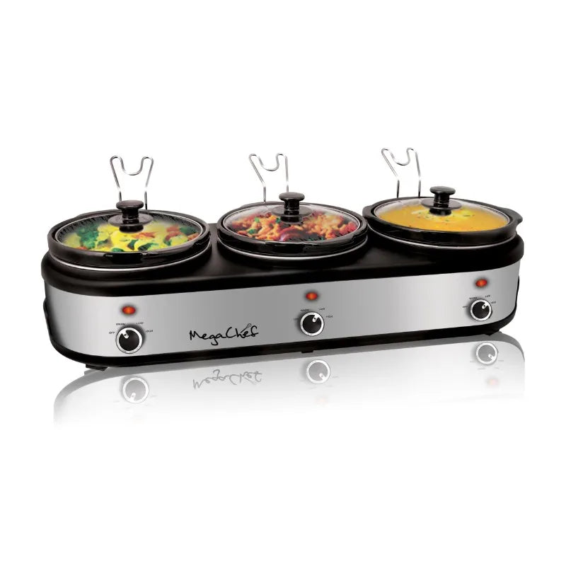 MegaChef 2.5QT Triple Slow Cooker and Buffet Server