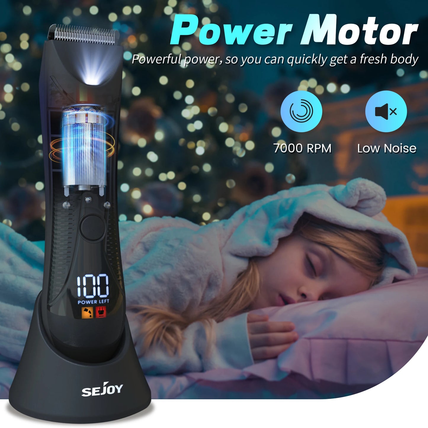Sejoy Electric Body Hair Trimmer for Men Waterproof LED Display