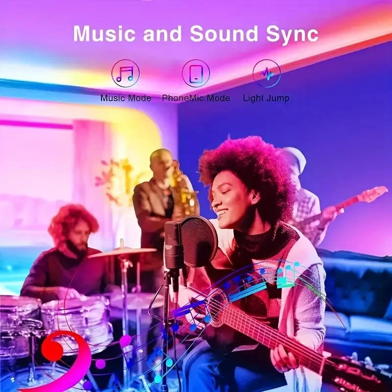 200ft Smart RGB LED Light Strip with Music Sync and Mic