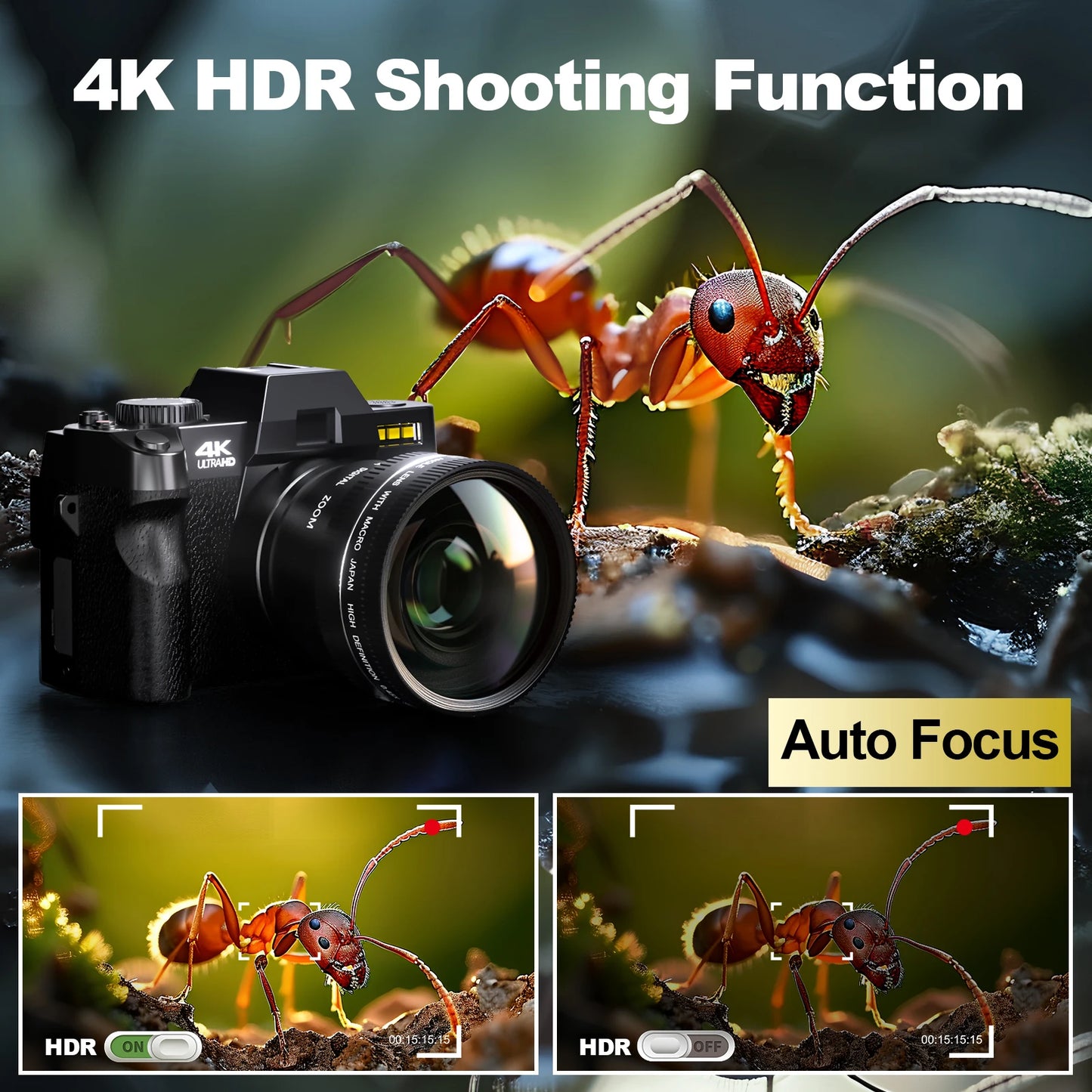 NBD Compact Digital Camera 4K WIFI WebCam 48MP Camcorder 16X Digital Zoom