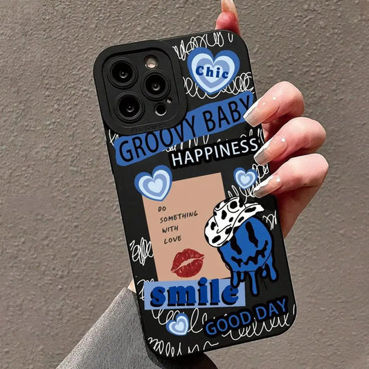 Lips and letter pattern phone case for iPhone 16 Pro Max to 11.