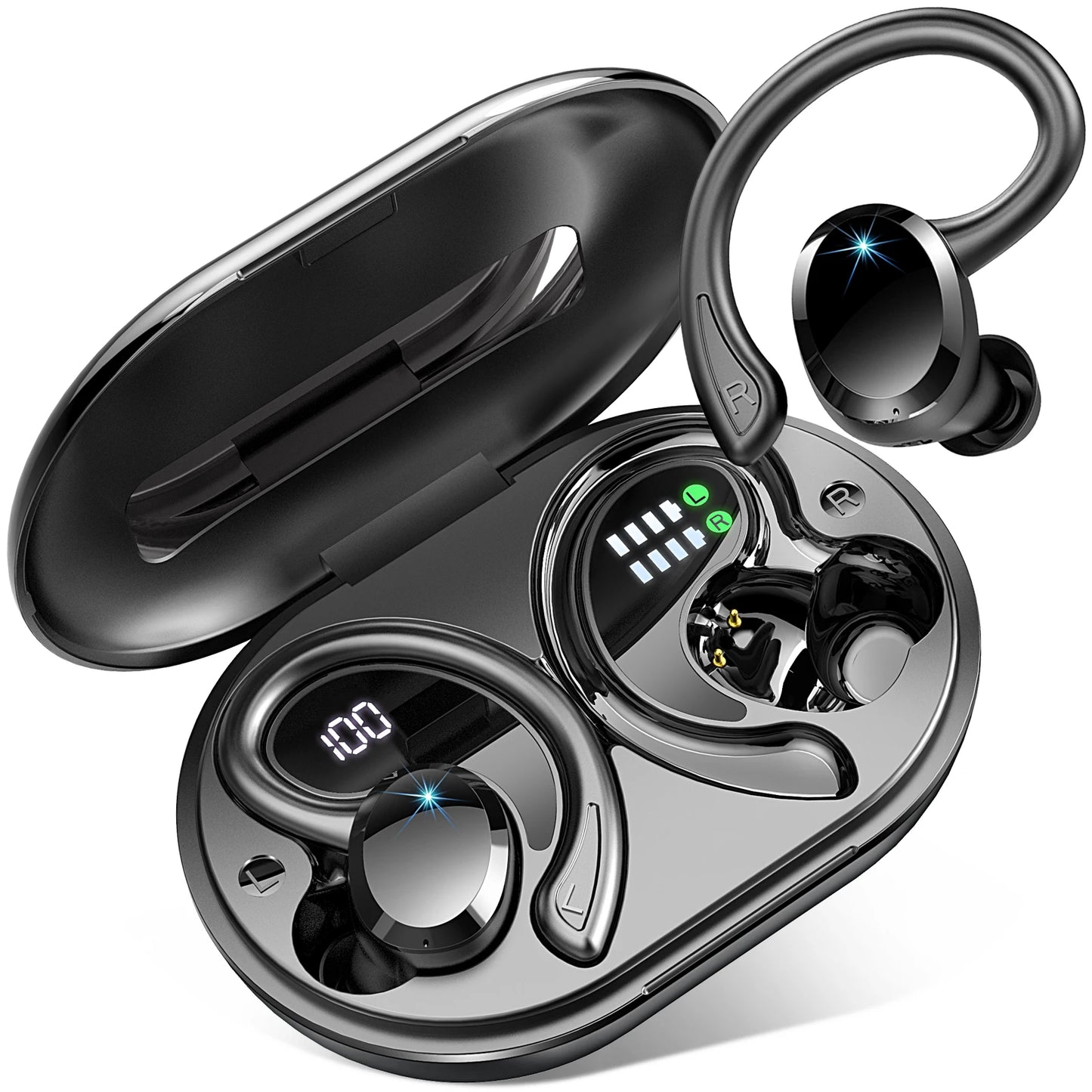 Wireless Bluetooth 5.3 Earbuds with Stereo Bass & 40H Playback IP7 Waterproof