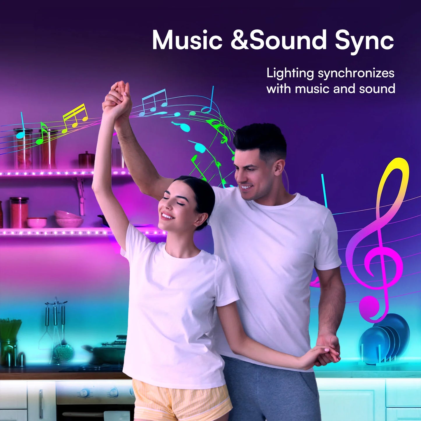 200ft Smart RGB LED Light Strip with Music Sync and Mic