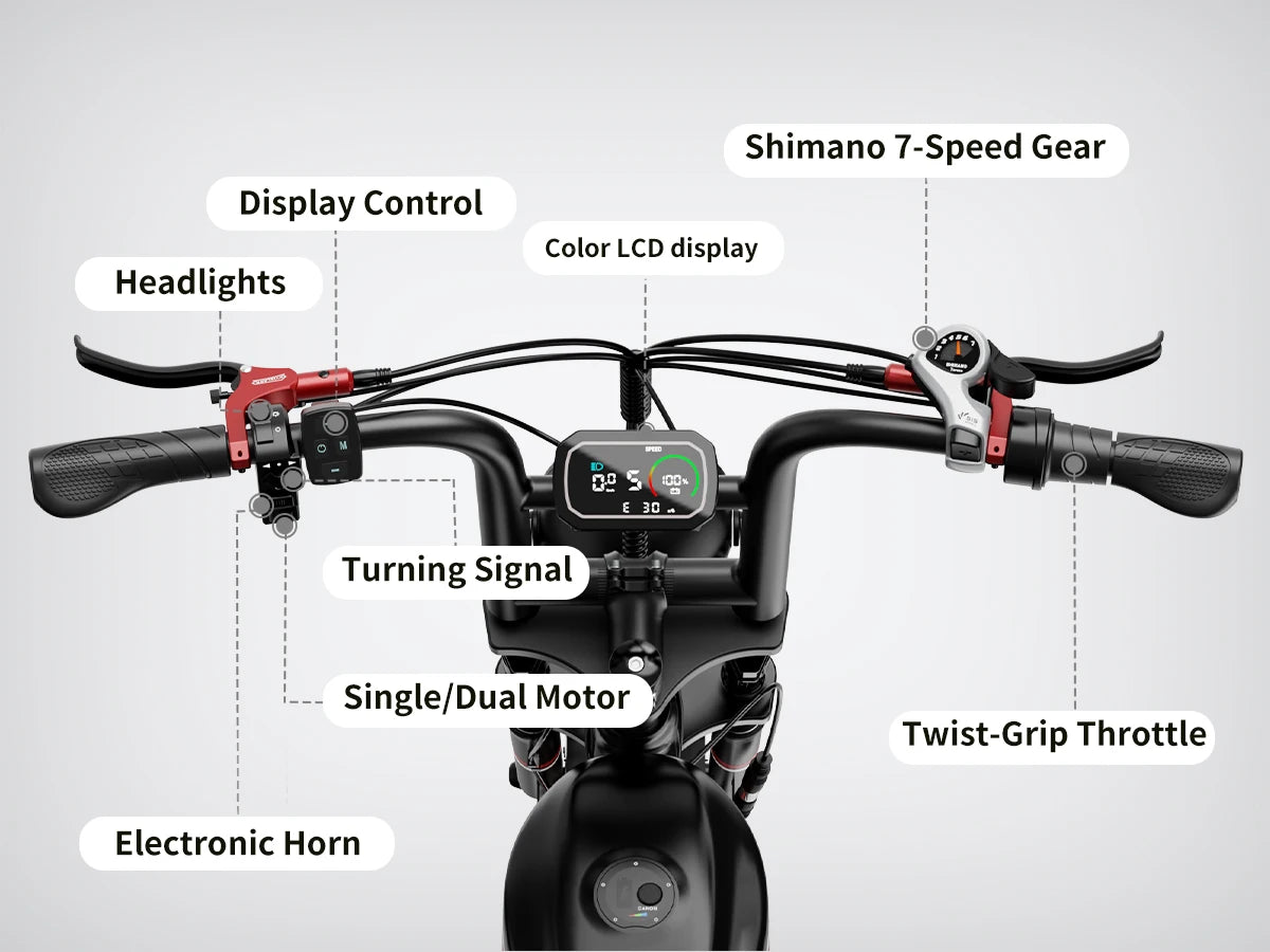 AMYET S6 Electric Bike for Adults Dual Moter Peak 3000W,52V 50AH Removable Dual Battery,140 Miles,32MPH Electric Motorcycle Bike