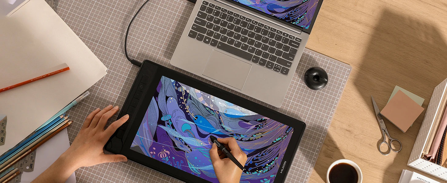 HUION KAMVAS Pro 16 2.5K QLED Full-Laminated 15.6inch Graphics Drawing Tablet with Battery-Free Pen