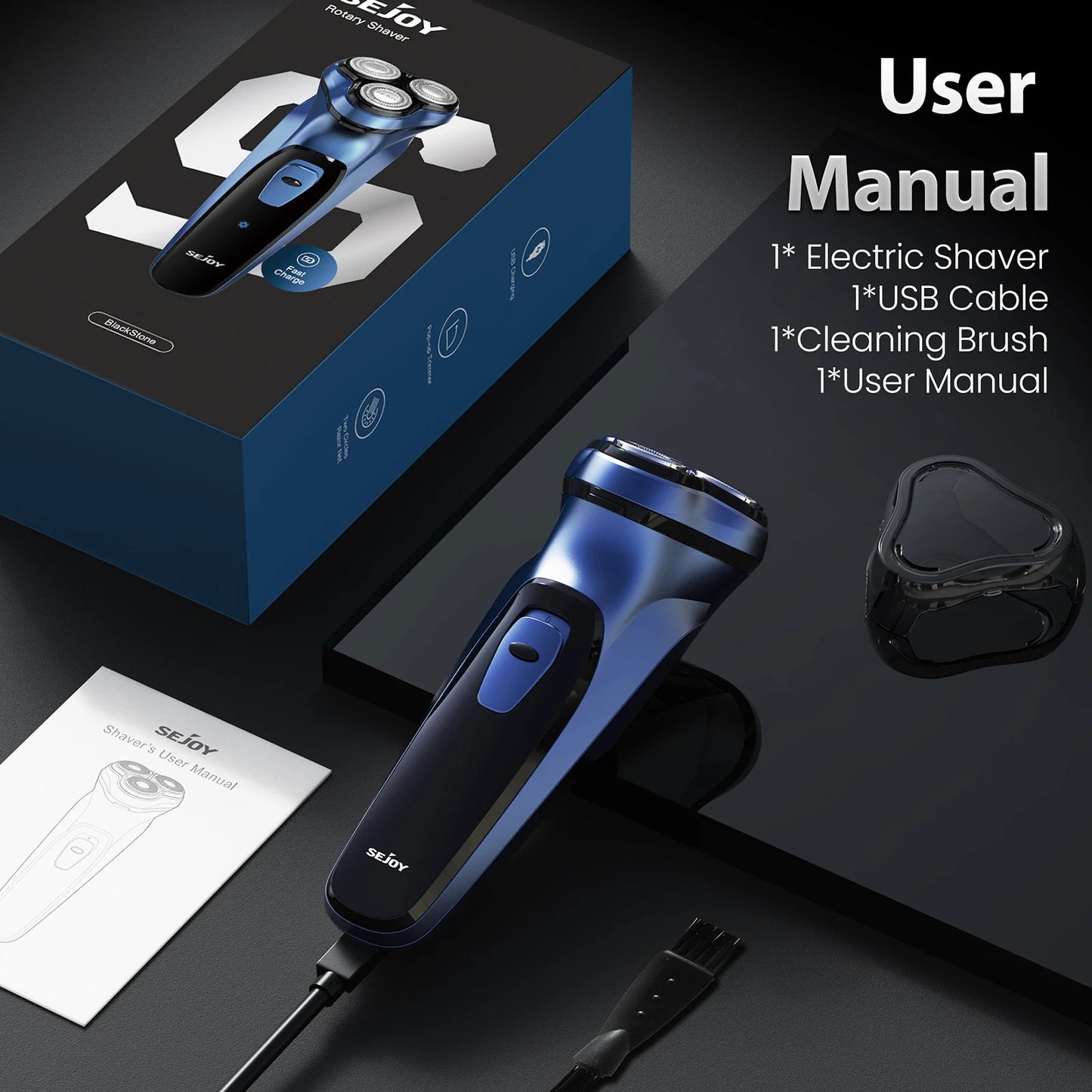 Sejoy Electric Razor for Men Rotary Rechargeable Travel Shaver Beard Trimmer
