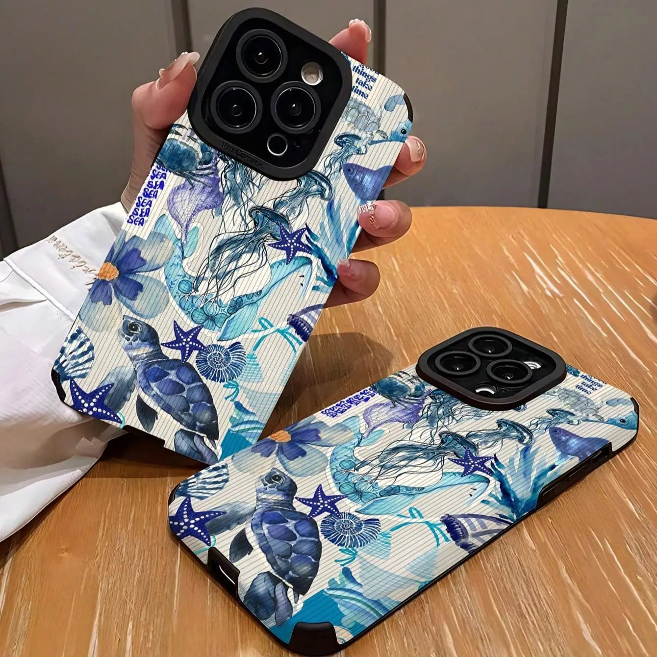 Ocean theme phone case for iPhone 16 Pro Max shockproof design.