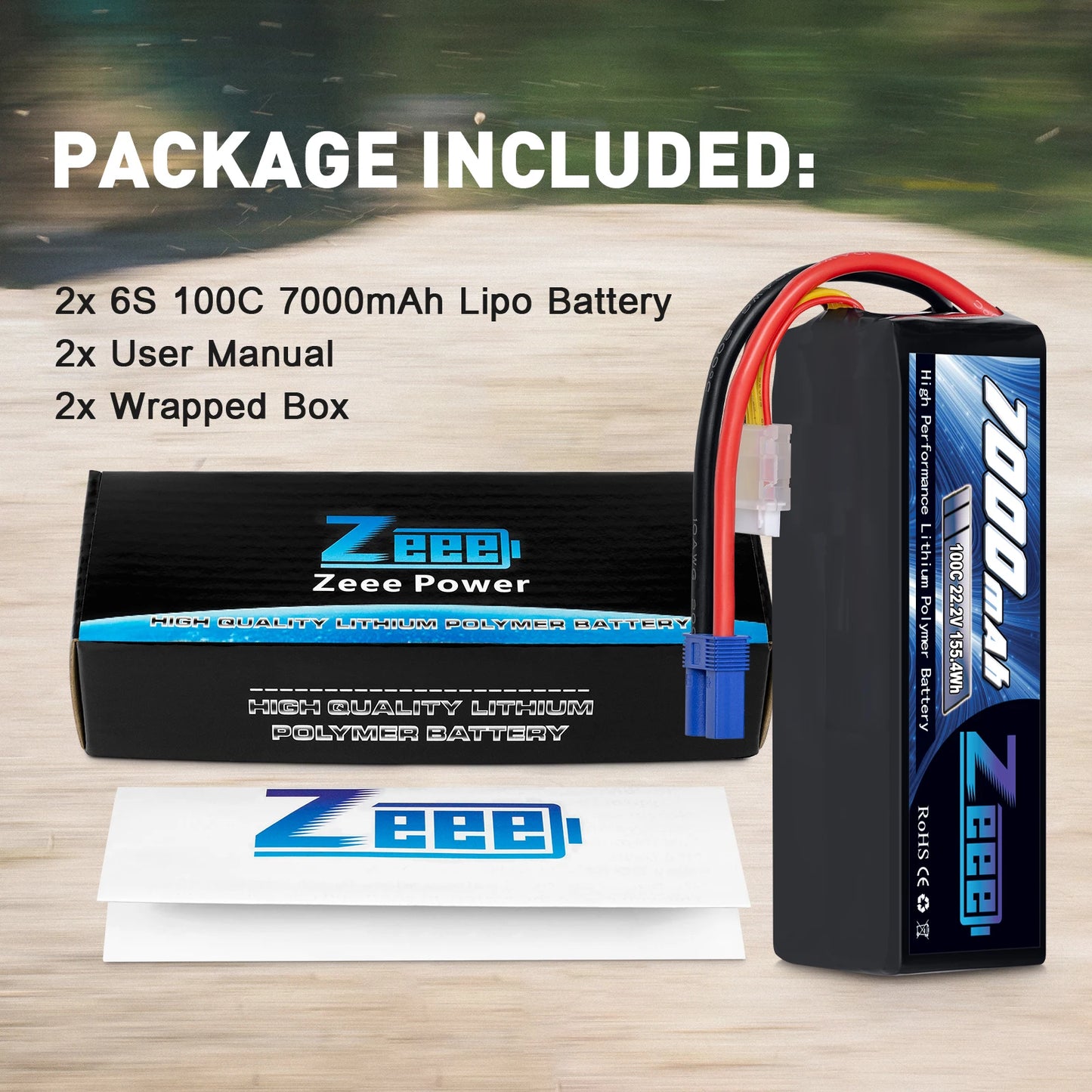 2pcs Zeee Lipo Battery 4S 6S 22.2V 100C 7000mAh Softcase with EC5 Plug for RC Vehicle Parts