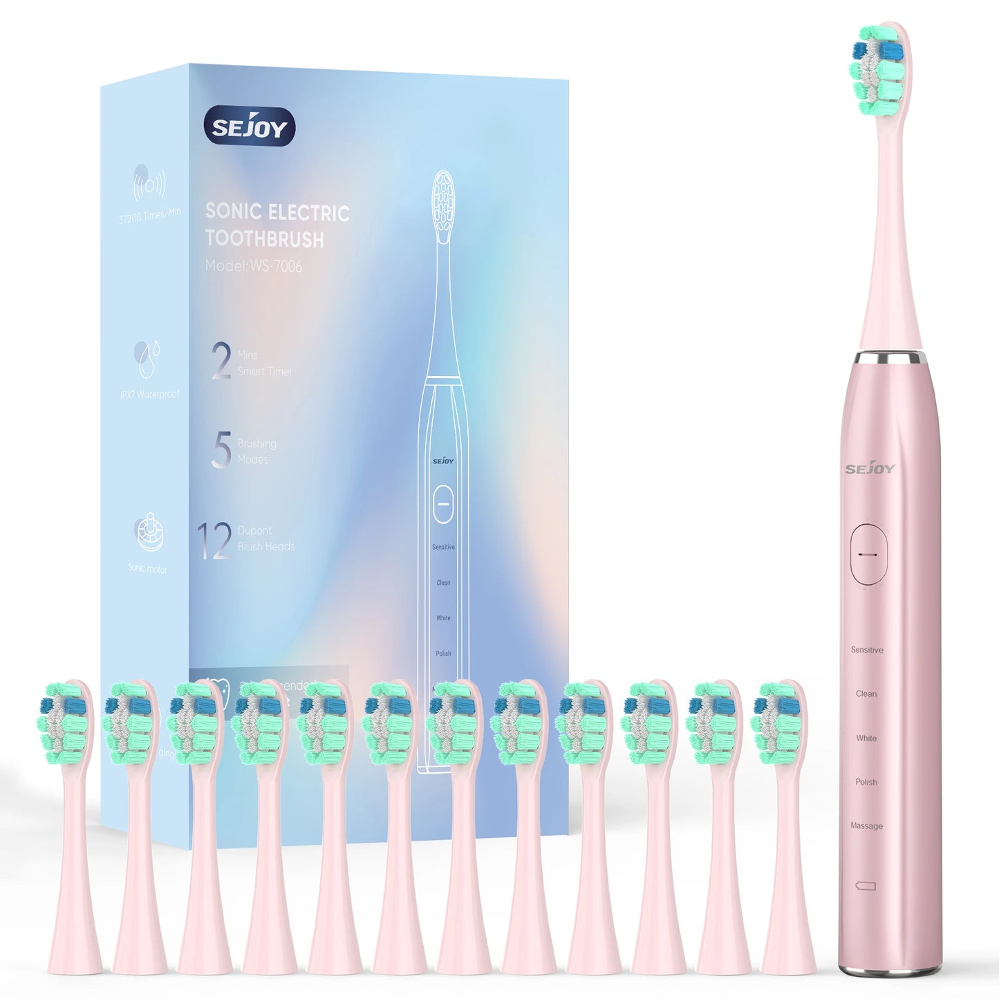 Smart Rechargeable Electric Toothbrush with 12 Heads 5 Modes