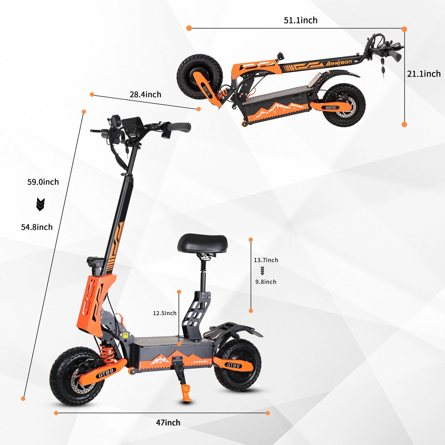 Arwibon 60V 5600W Adult Electric Scooter Dual Motor Sport eScooter with Seat