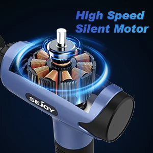 Sejoy Fascia Gun with high-speed silent motor in blue.