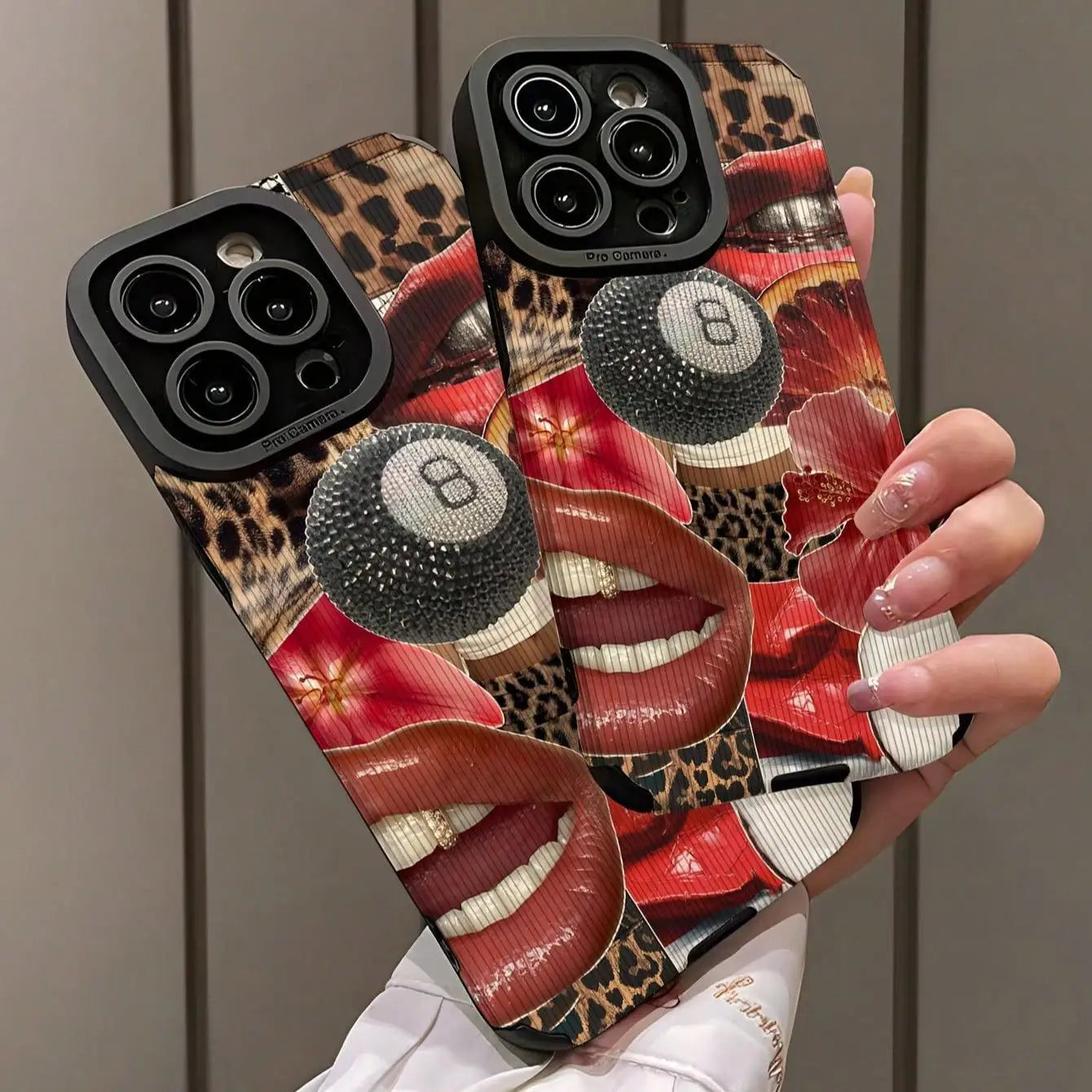 Lip pattern fashion phone case for iPhone with vibrant design.