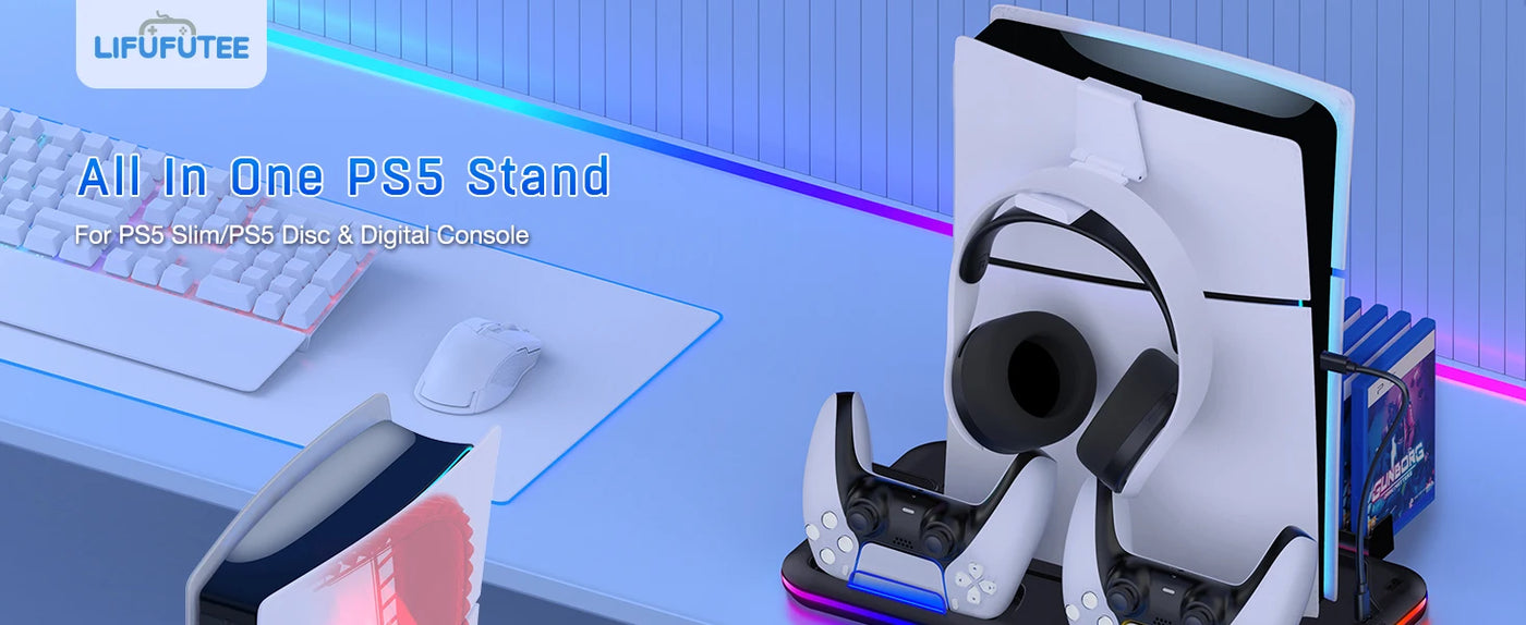 BEBONCOOL S2000 RGB Vertical Stand with Cooling and Charger for PS5 Slim