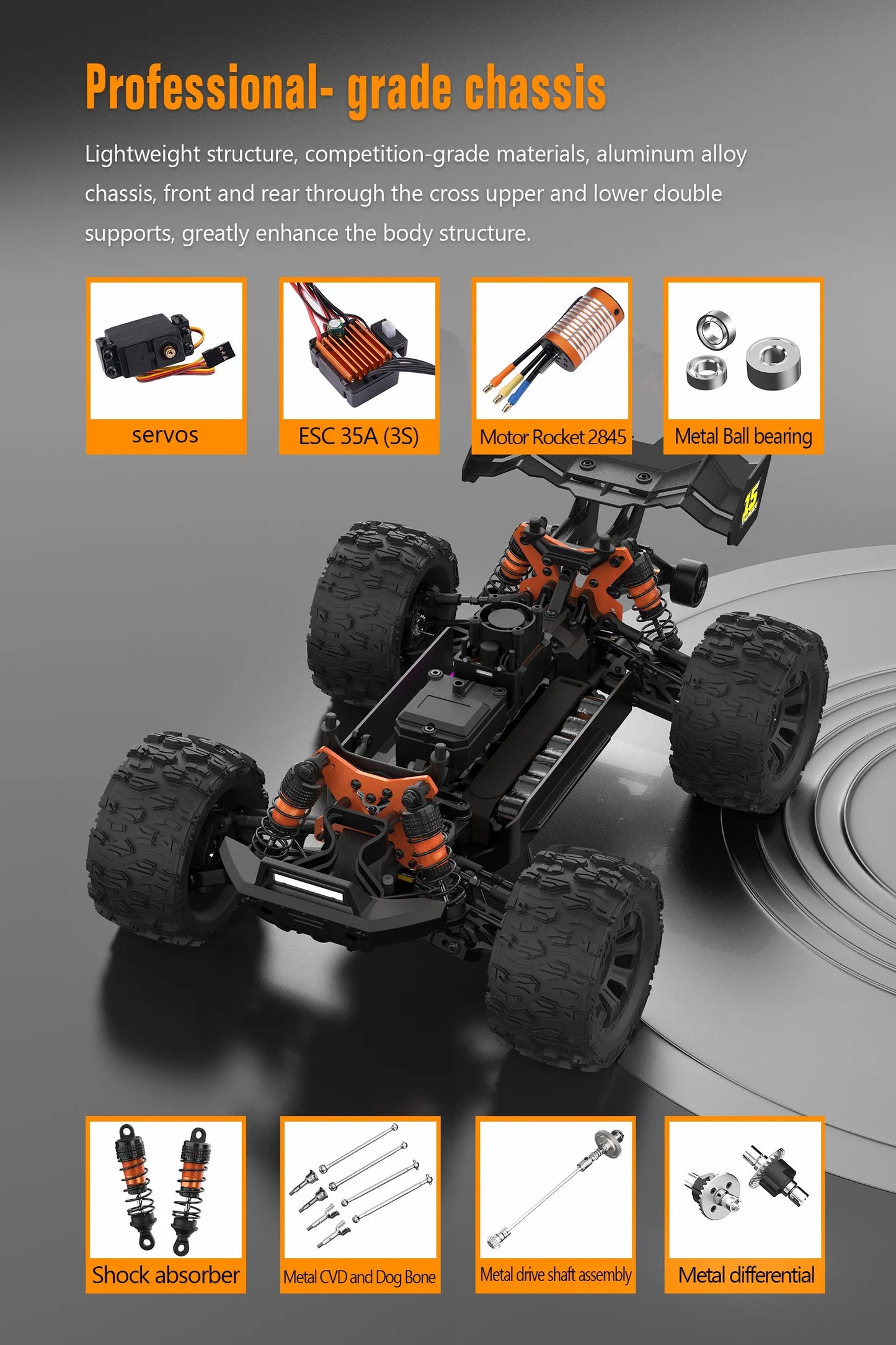 JIUSI MT14R 1/14 RC Racing Car 4WD 80km/h Brushless Motor 2.4G Remote Control 35C High Speed Off-road