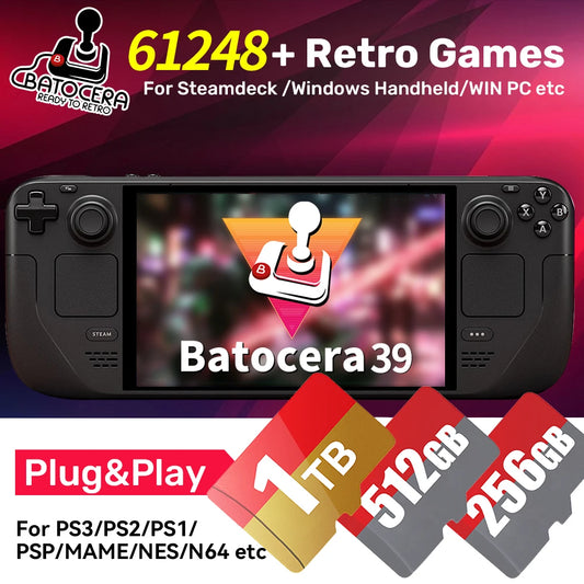 Batocera 39 TF Gaming Card with 61248 Games and 70+ Emulators for Steam Deck /Windows /Handheld /and PC