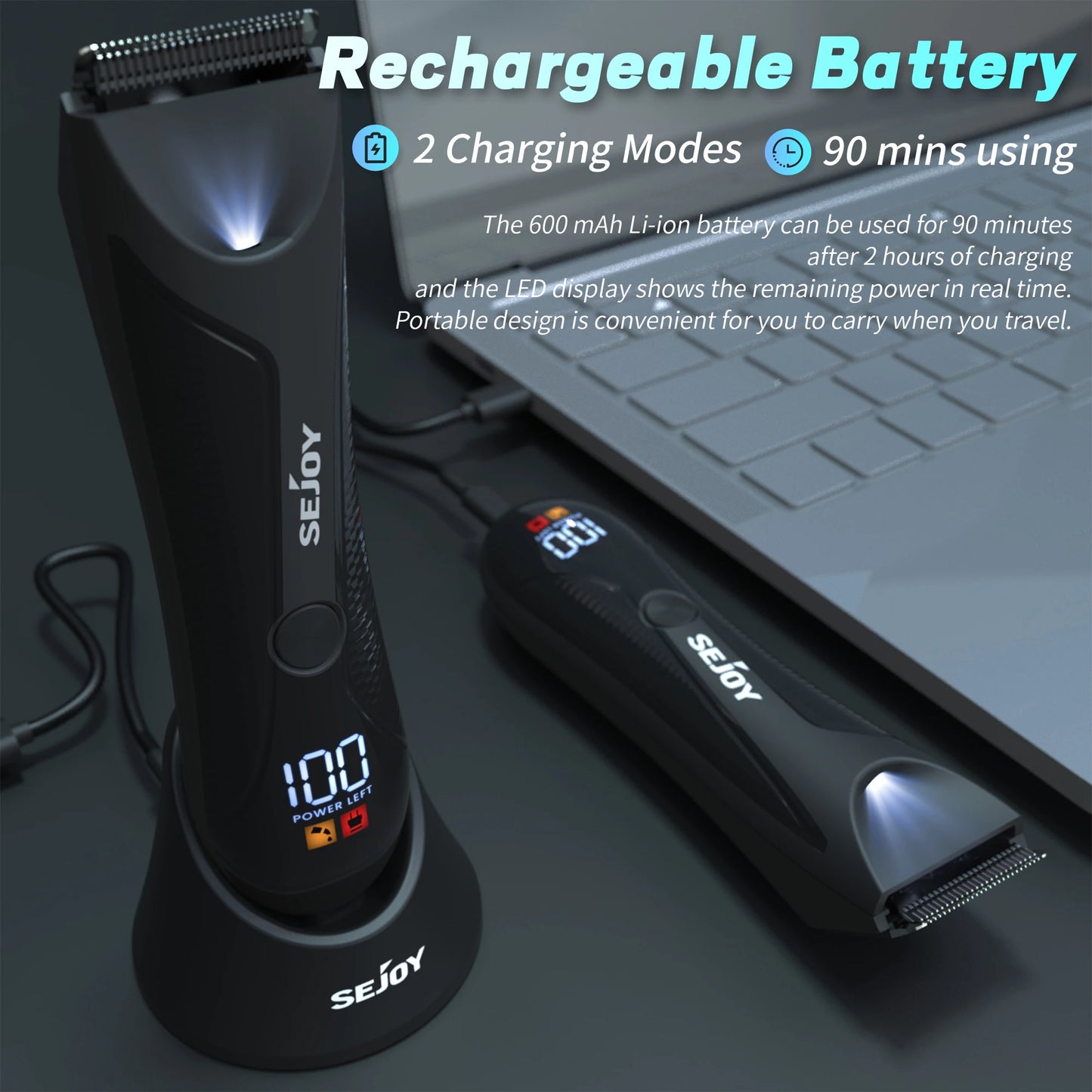Sejoy Electric Body Hair Trimmer for Men Waterproof LED Display