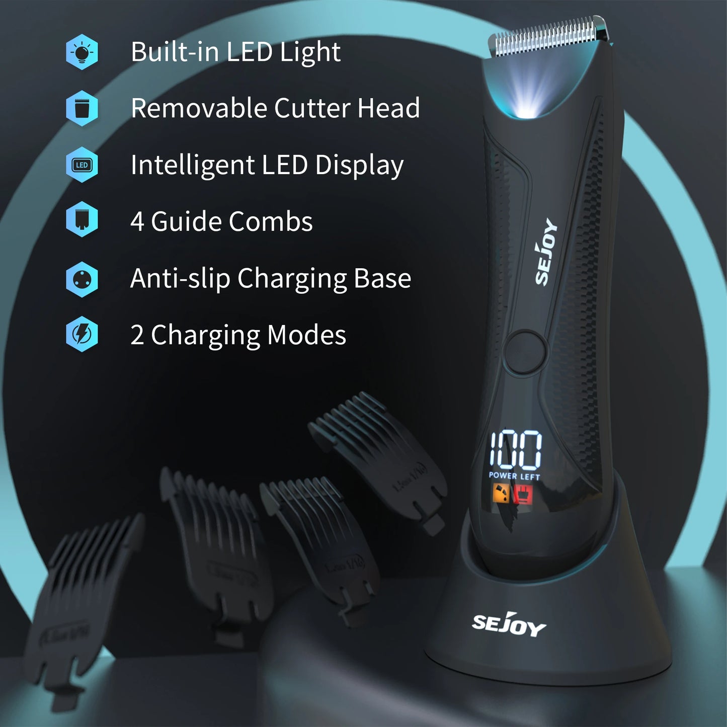 Sejoy Electric Body Hair Trimmer for Men Waterproof LED Display