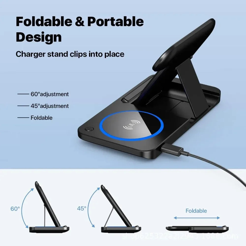 30W LED Fast Wireless Charger 3 in 1 Foldable Stand