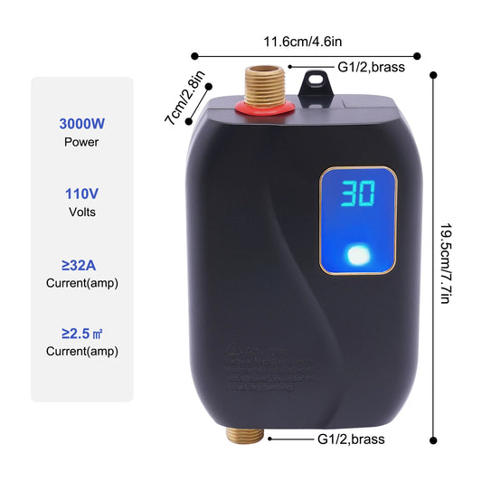 3000W Instant Electric Water Heater LED Display Adjustable