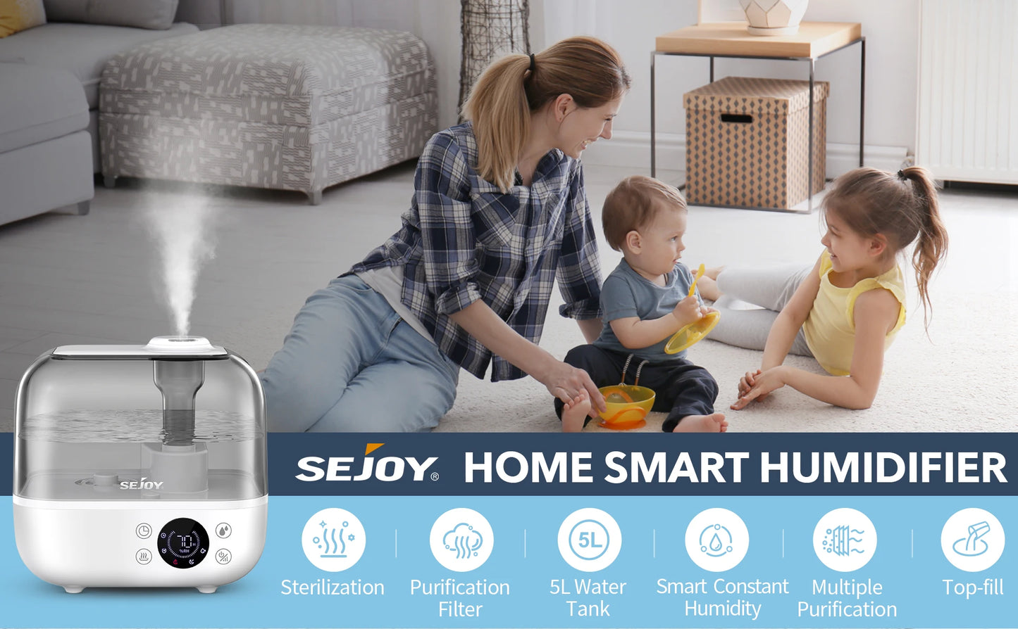 Cool Mist Humidifier with Essential Oil and Remote Control