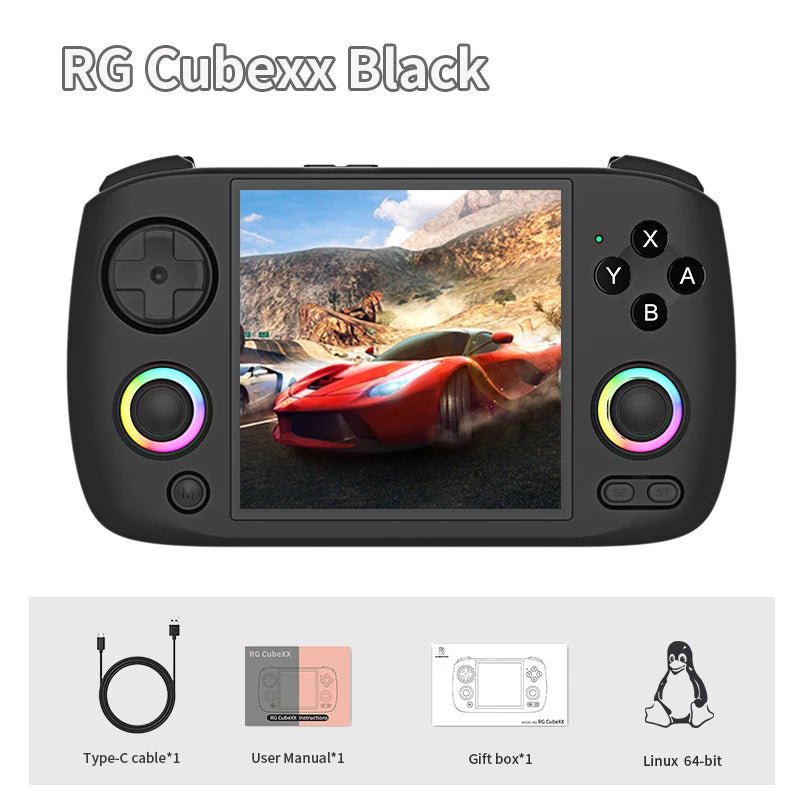 ANBERNIC RG Cubexx Handheld Game Console with 3.95 Inch IPS Screen 64 Bit Linux System 5G WiFi and Bluetooth