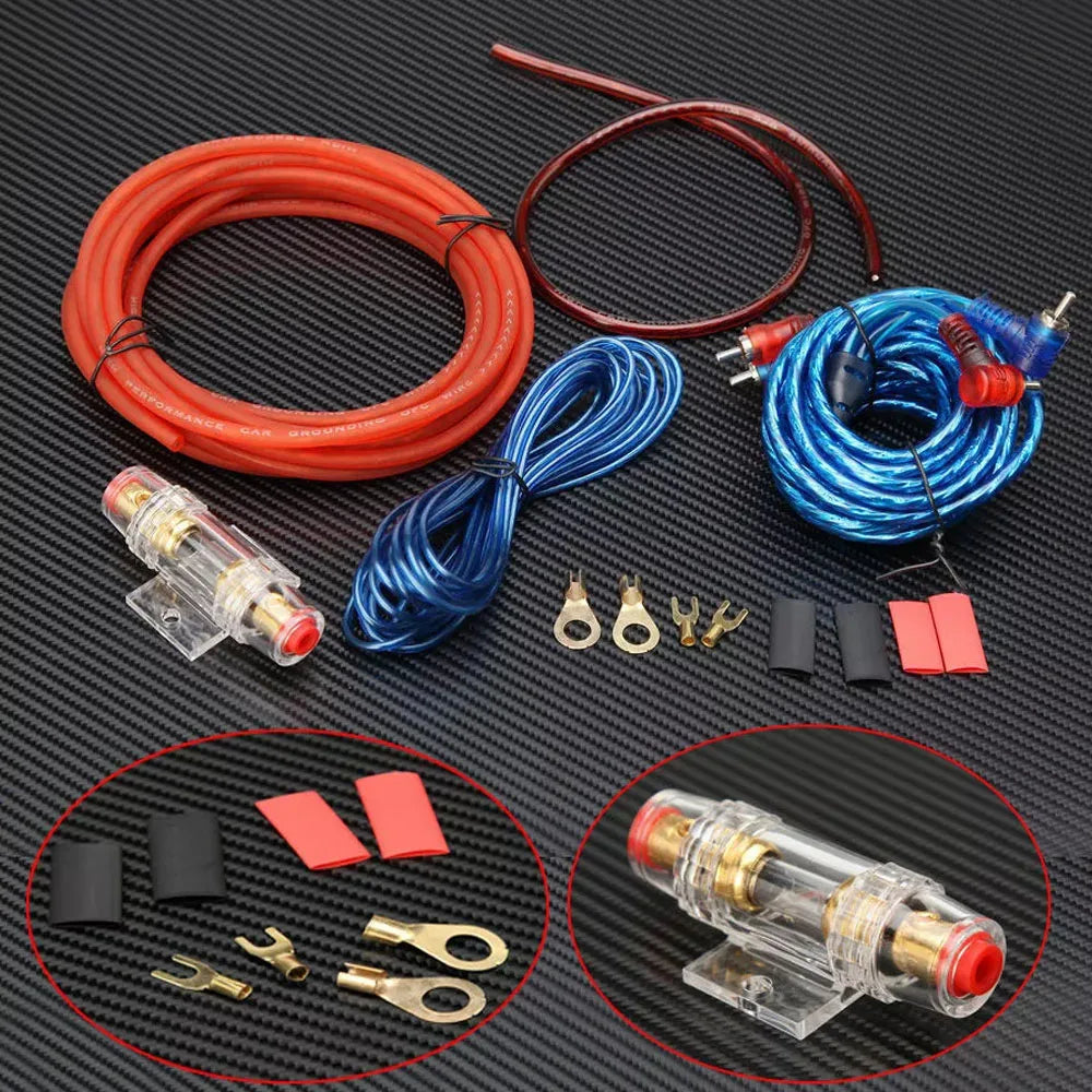 1500W 8AWG Car Audio Amplifier Wiring Kit with RCA Cable Fuse and Subwoofer Wiring