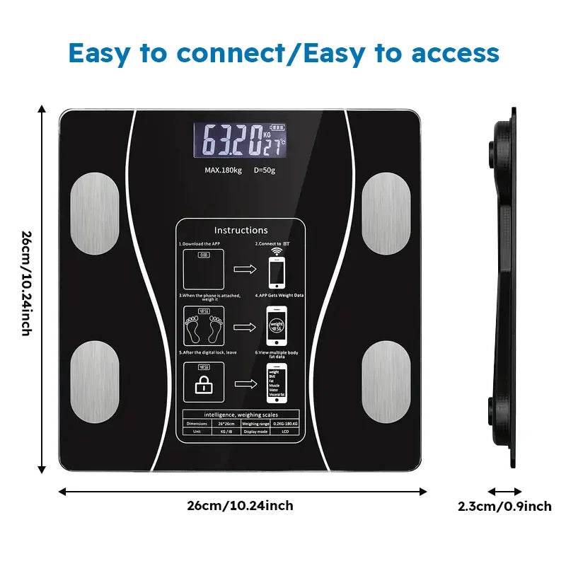 Smart Body Fat Scale Wireless LED Digital Bathroom Scale Body Composition Analyzer
