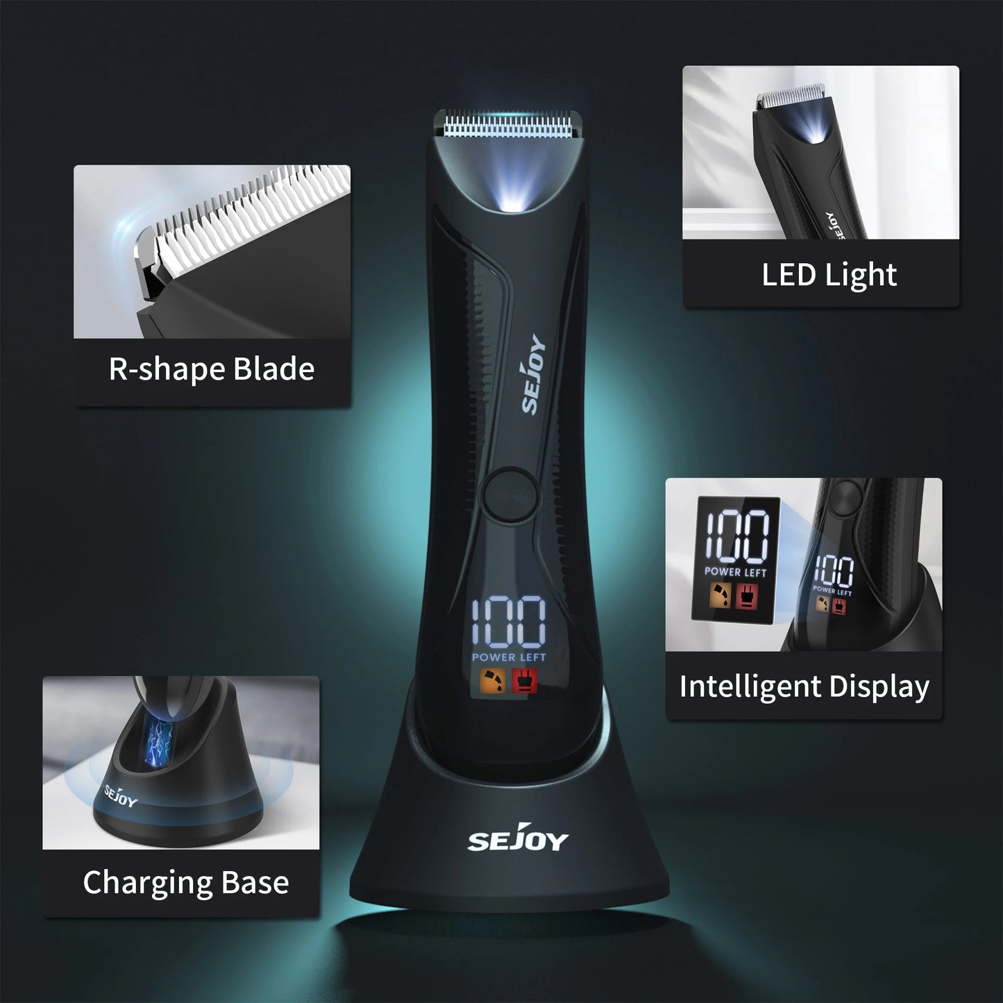 Sejoy Electric Body Hair Trimmer for Men Waterproof LED Display
