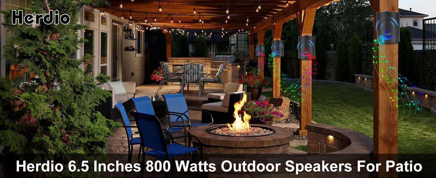 Herdio 800W 6.5in Outdoor Waterproof Wall Mount Speakers 4 Pack


A