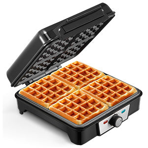 4-Slice Belgian Waffle Maker with 3 Browning Levels Nonstick Plates