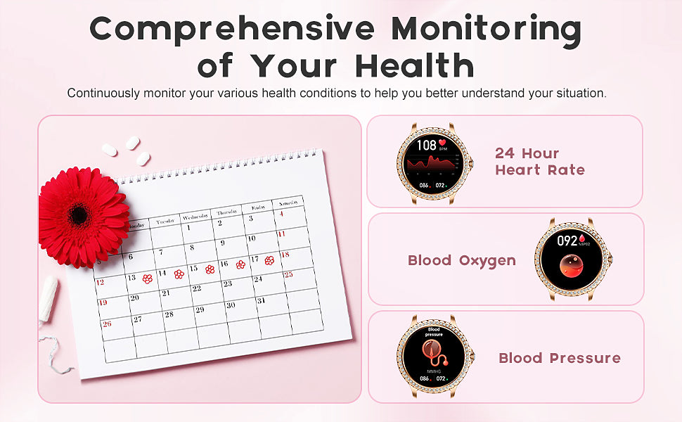 Women's Smart Watches for Android and iPhone Full Touch Screen 100+ Sports Mode Fitness Tracker